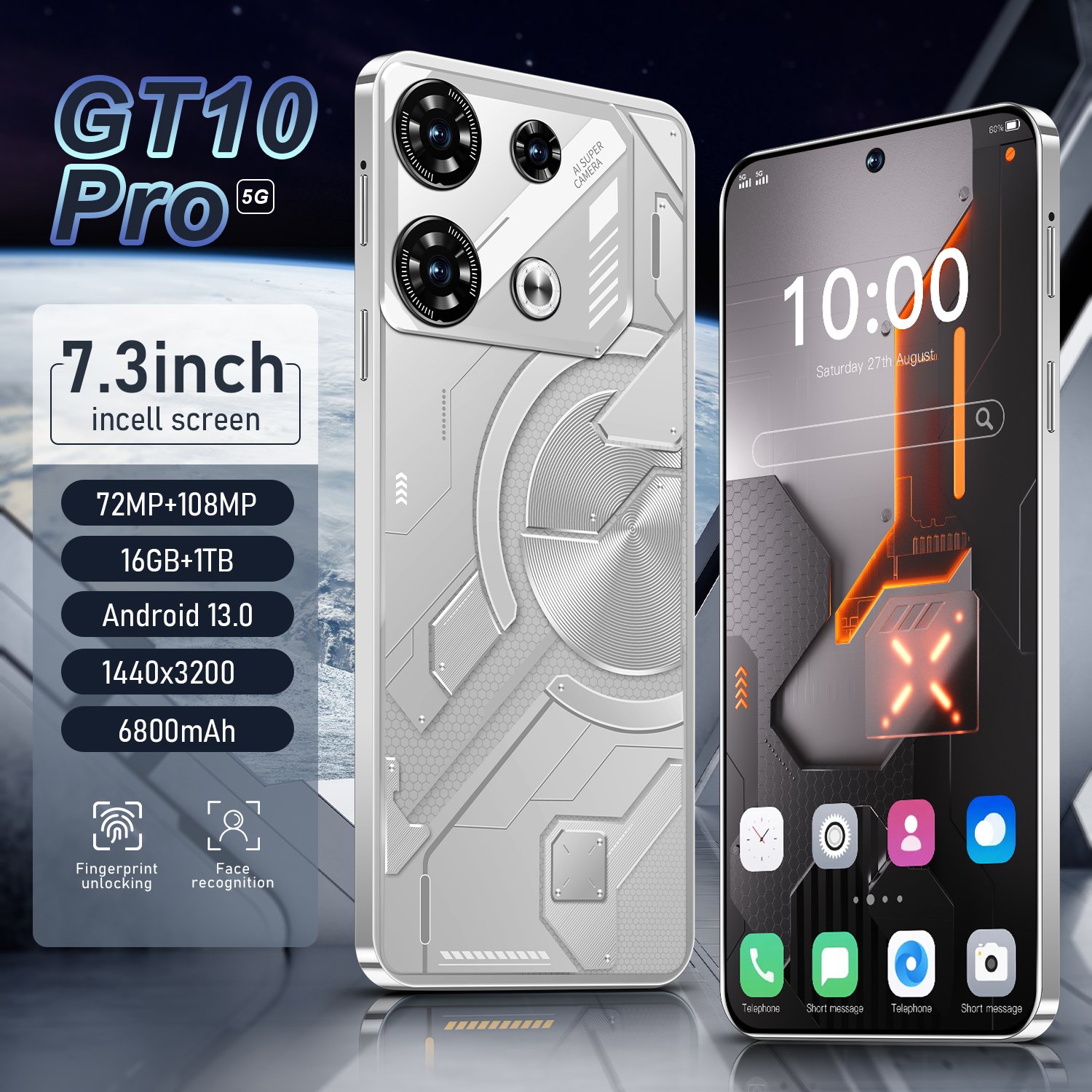 New Coming GT10 Pro Android Phones 6.53 Inch Big Screen 3G 2GB+16GB Dual Sim Mobile Phones